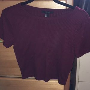 Maroon Ribbed Short Sleeve